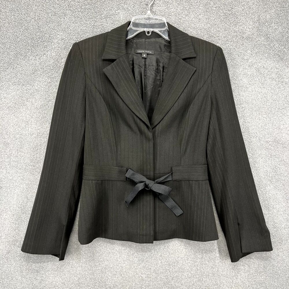 Tempo Paris Blazer Jacket‎ Womens 8 black Peplum Business Office